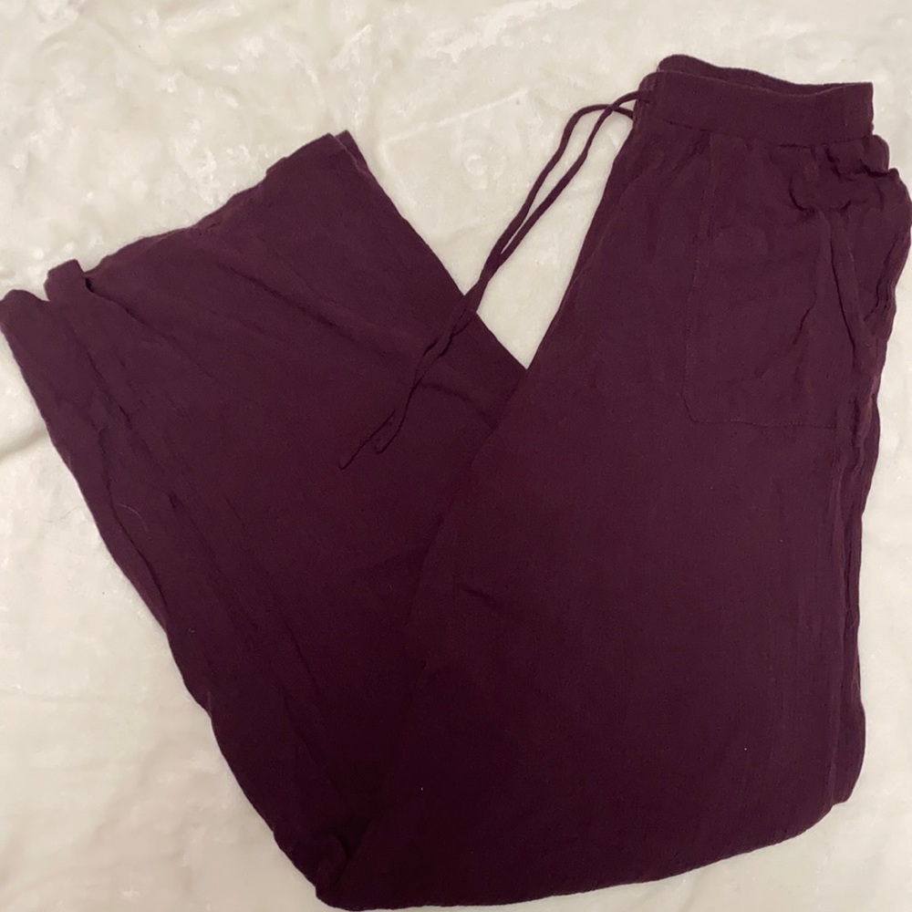 Burgundy Flowy Pants